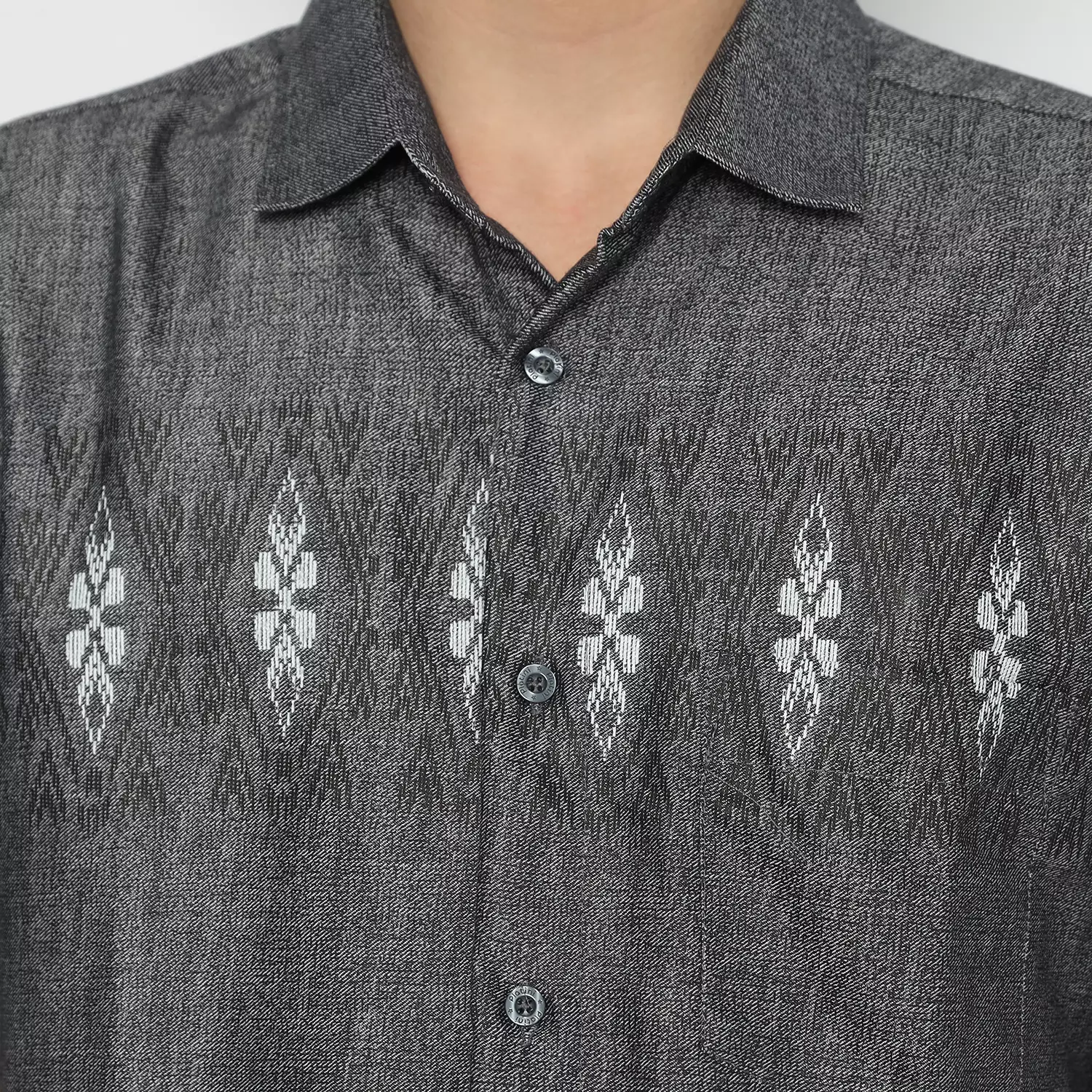 Platini Kemeja Motif Pria Lengan Pendek Katun Abu 73354