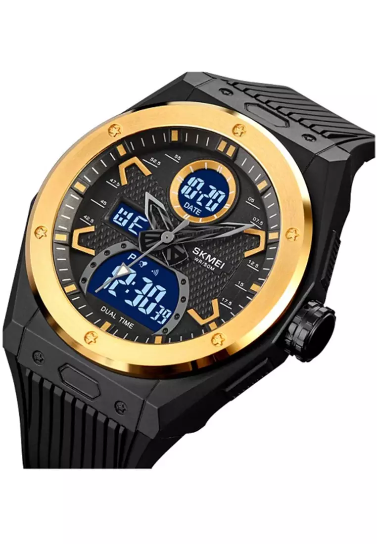 Jam Tangan Analog Digital Pria Waterproof Many Function Strap Tali Material PU Silicone IR41 ORIGINAL