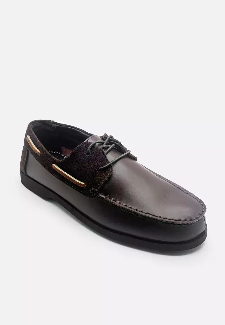 Zion Sepatu Moccasin Casual Pria Kulit Asli Tali - Brown