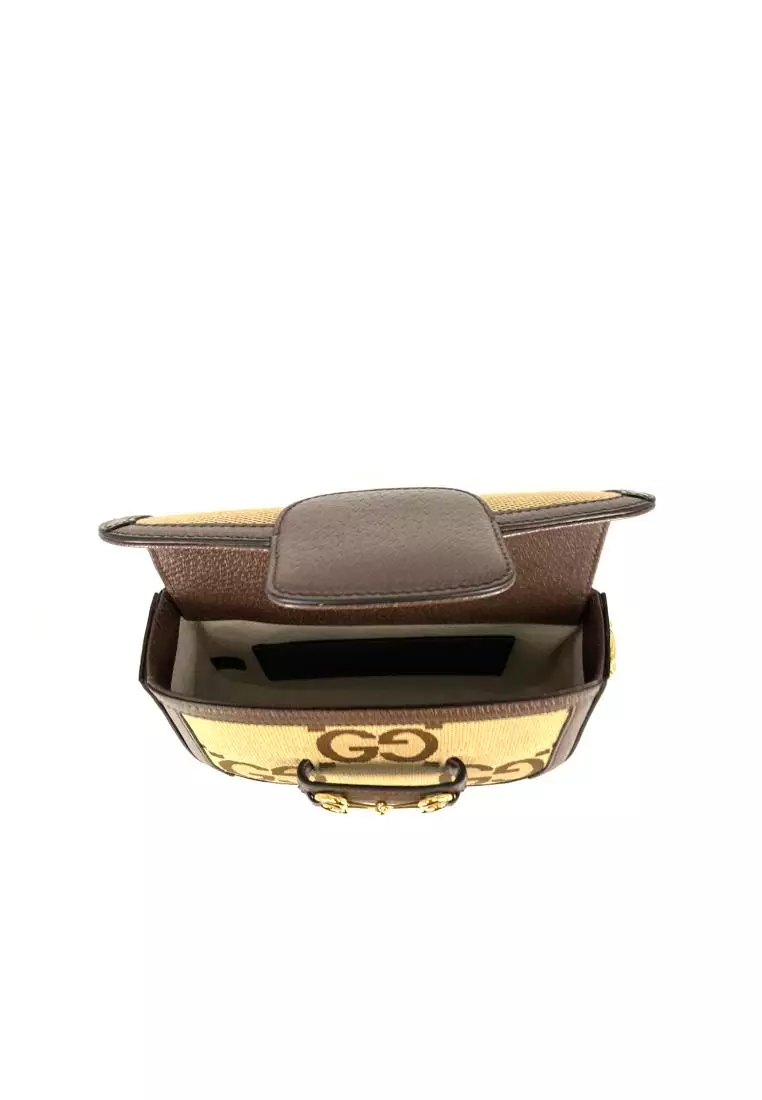 Gucci Horsebit Flap 1955 Jumbo GG Mini Bag Camel/Ebony