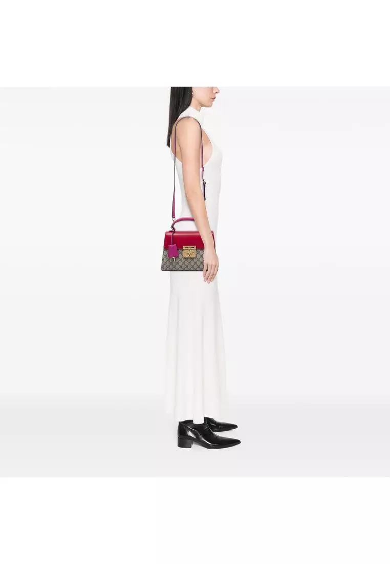 Pre-Loved Gucci Small Gg Supreme Padlock Satchel