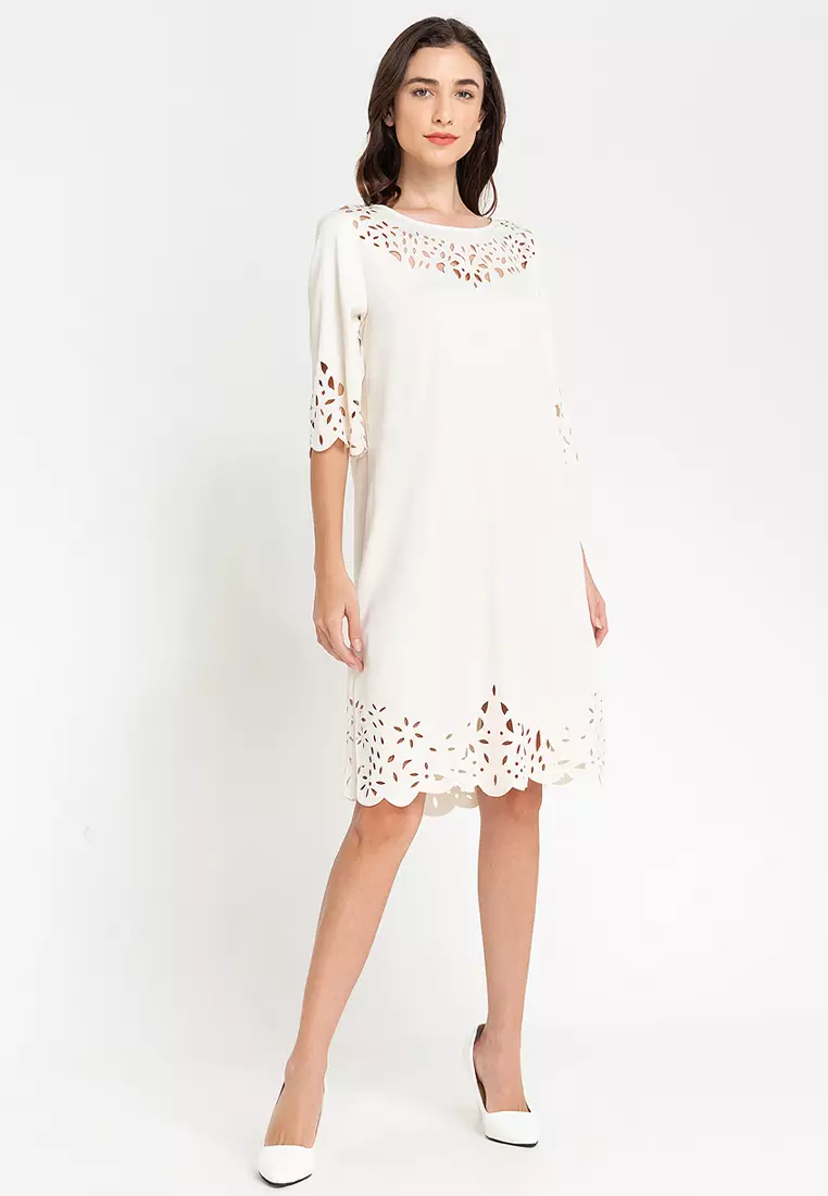 Caryl Laser Cut Hem Dress