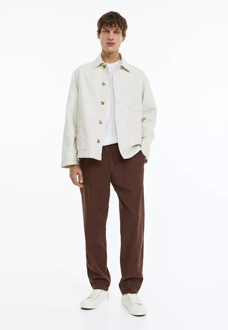 Buy H&M Regular Fit Linen-Mix Trousers Online | ZALORA Malaysia