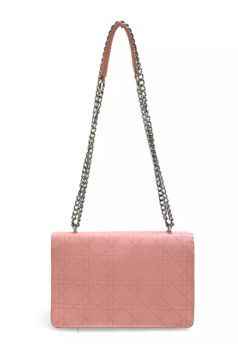 Tas Wanita Motif Grafik Slingbags With Metallic Logo Premium Quality - Pink