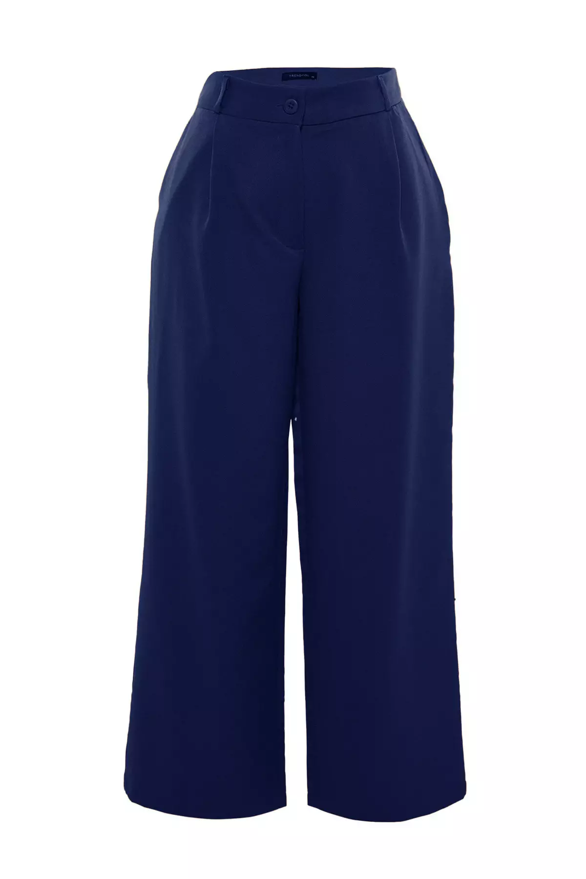 Navy Blue Wide Leg Large Size Woven Trousers - Tbbaw23Ar00007