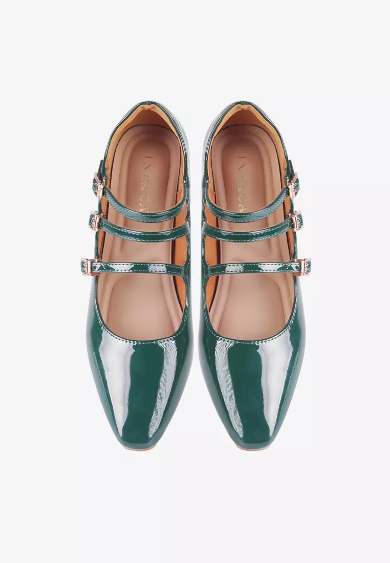New Lenore Mary Jane Block Heels in Green