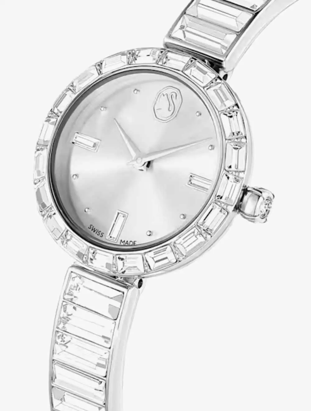 Matrix Bangle Watch, Swiss Made, Crystal Bracelet, Silver Tone, Stainless Steel - Silver
