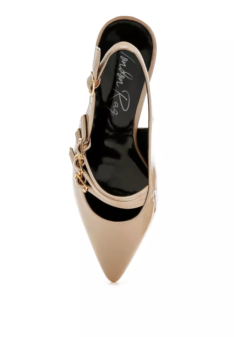 Sandal Slingback Tali Tiga Warna Taupe