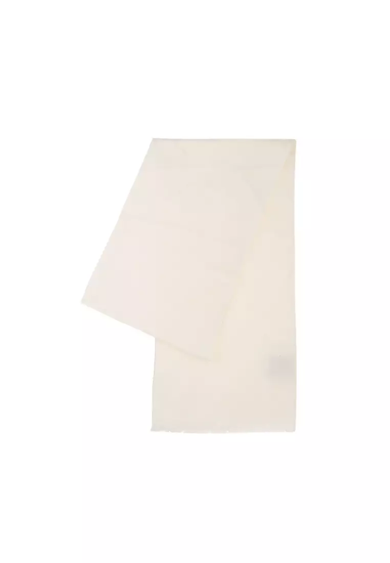 GG Logo Wool Silk Scarf in White 165904 3G646
