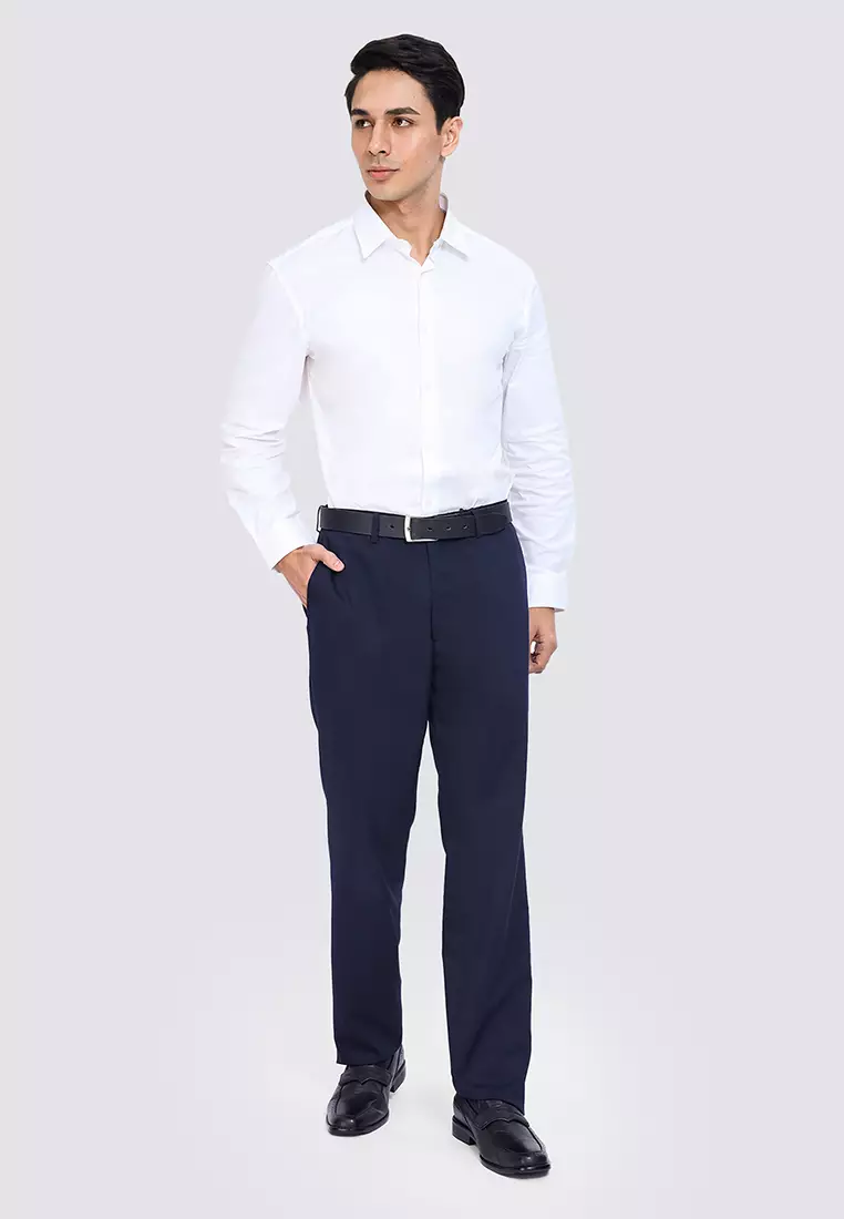 Solid Slim Fit Stretch Trousers