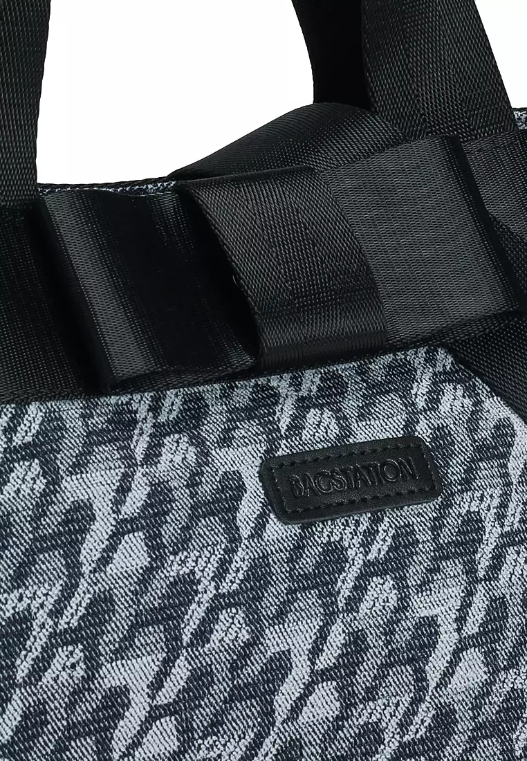 Denim Fabric Convertible Top Handle Bag