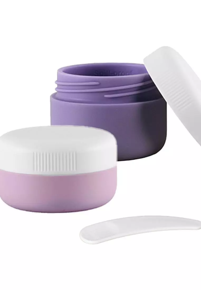 Crossing Silicone Leak Proof TSA Approved Travel Size Cream Jar 30/40 ml (2 Pack)  L.Purple/Lilac