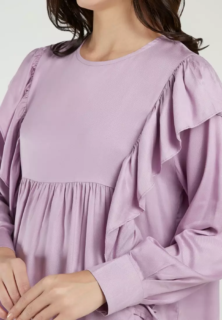 Mayonette Novalee Top - Baju Atasan Wanita Terbaru Blouse Korean Style - Lilac