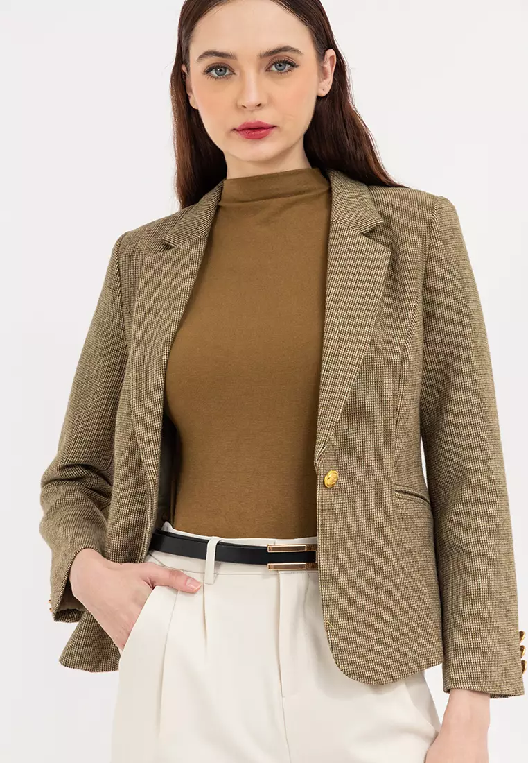 Slim Micro Houndstooth Blazer