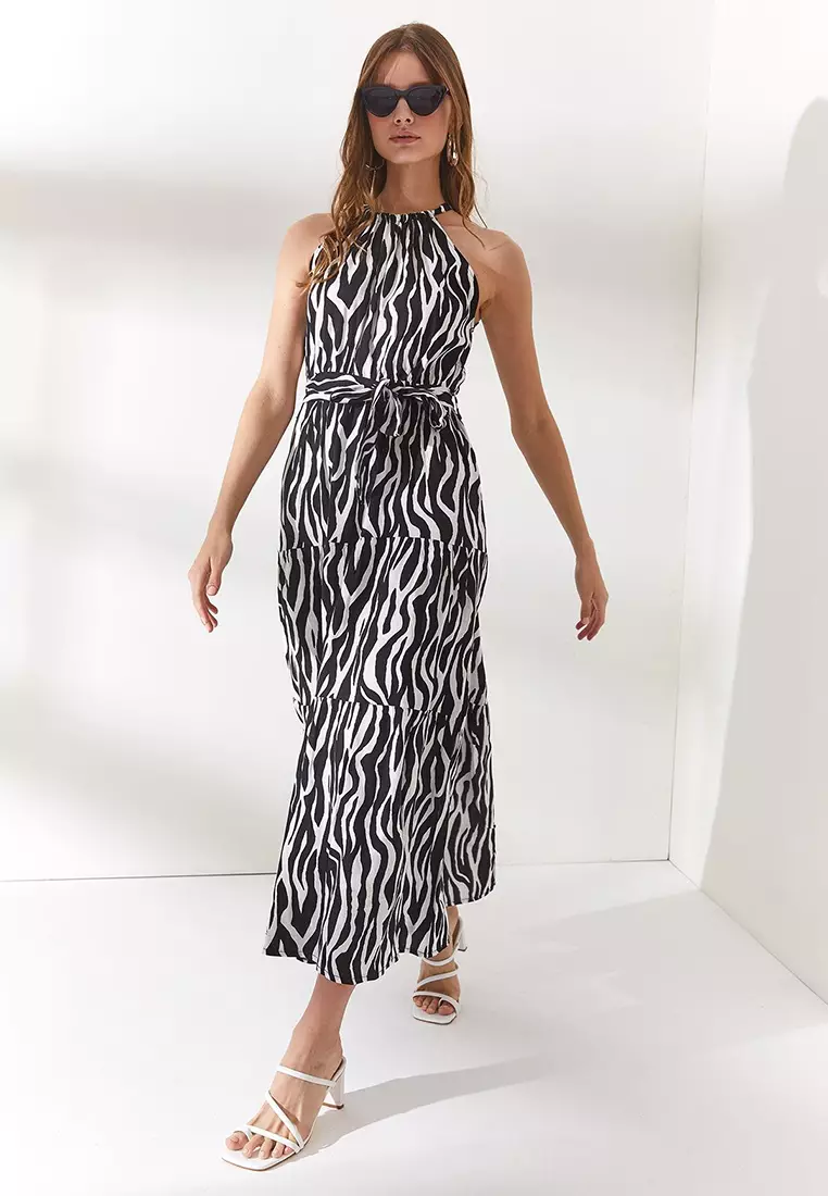 Halter Neck Belted Dress