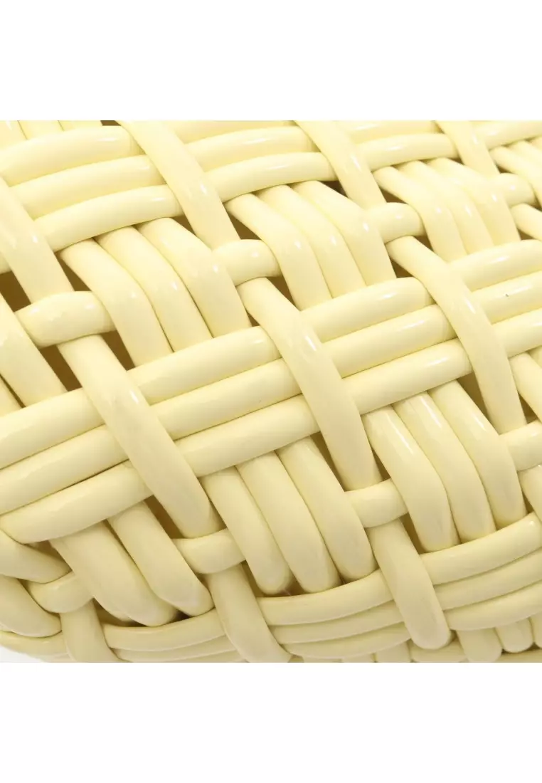 Pre-Loved BALENCIAGA BISTRO XS bistro basket bag 2WAY Handbag tote bag enamel Light yellow