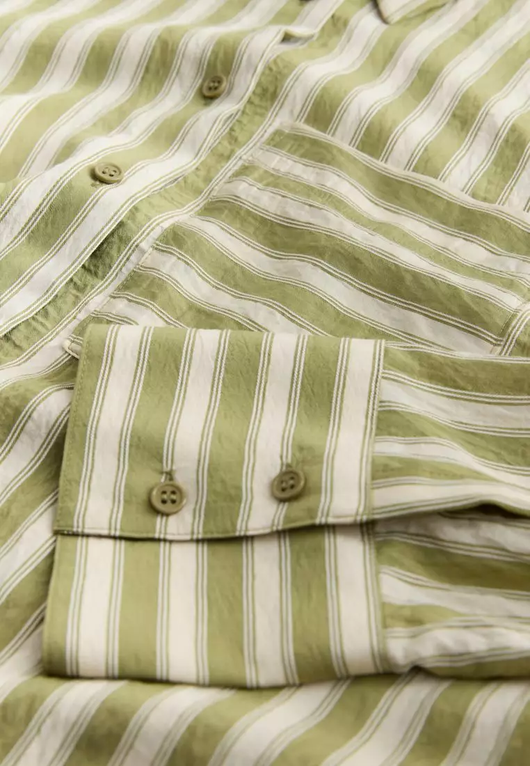 Jacquard Stripe Oversized Long Sleeve Shirt