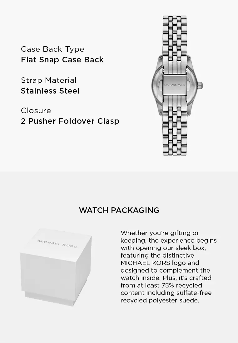Michael Kors Women's Lexington Analog Watch ( MK4968 ) - Quartz, Silver Case, Round Dial, 14 MM Silver Stainless Steel Band