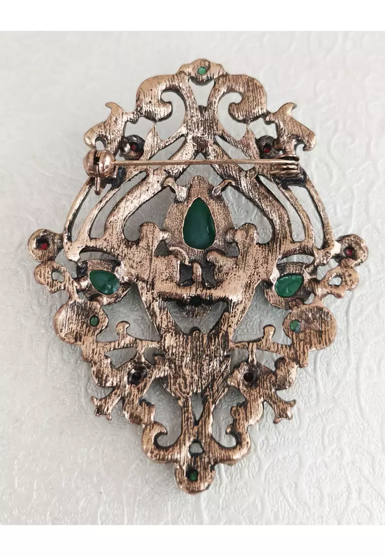 Aksesoris Bros Wanita Ananiya Diamonz Brooch Gold & Green