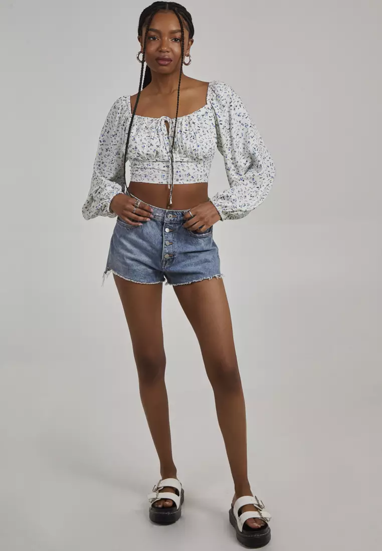 Pink Vanilla Blue Peasant Top