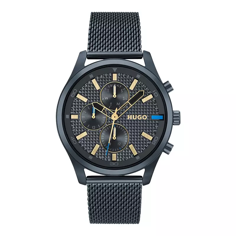 Jam Tangan Pria Hugo Boss Chase 1530262 Men Blue Dial Blue Mesh Strap