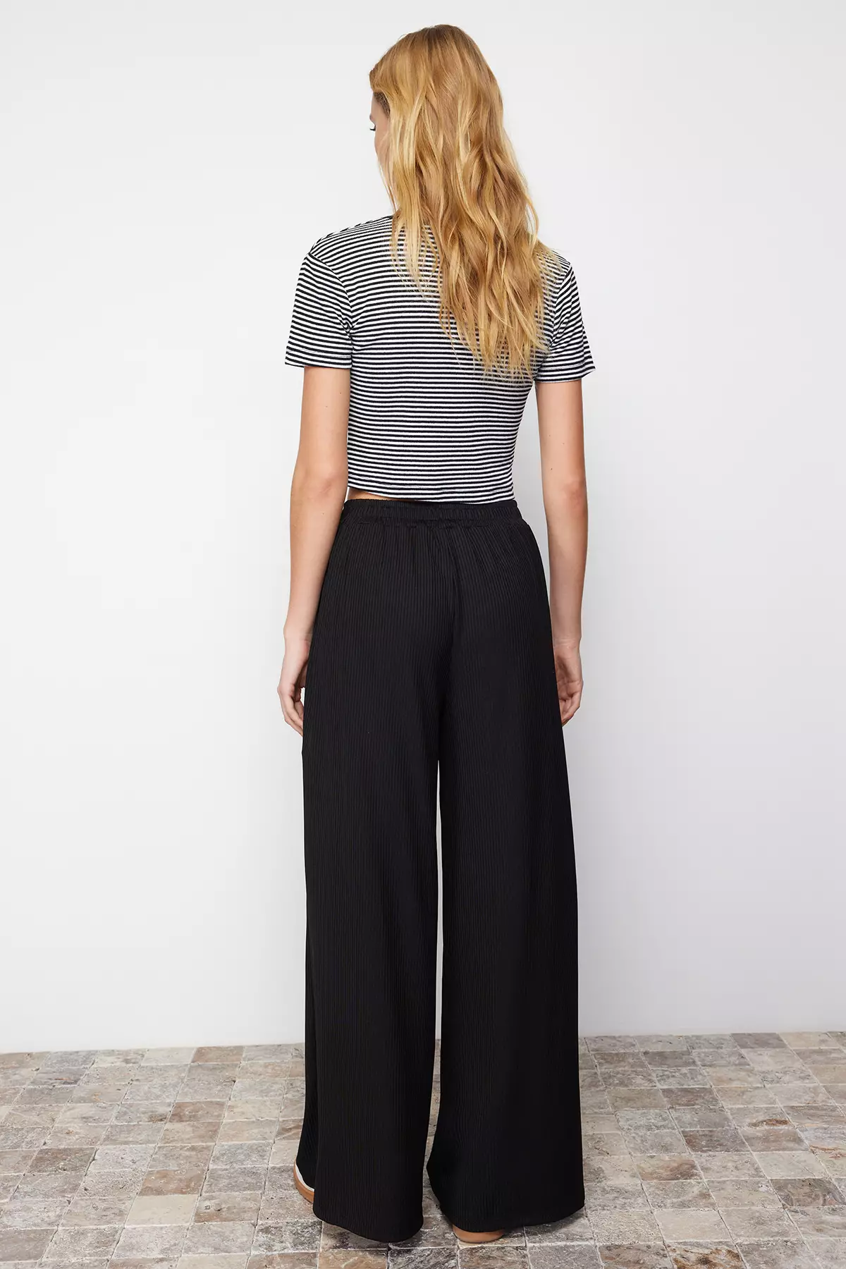 Elastic Wide Leg Pants