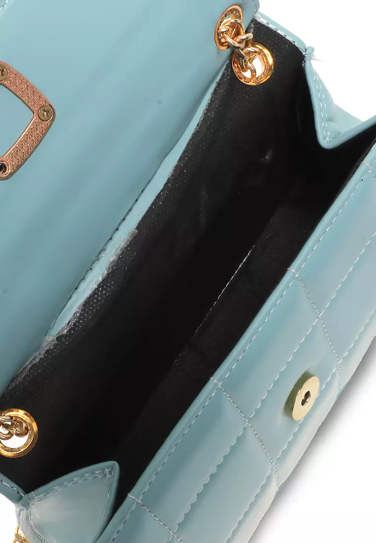 Trisha Slingbags Wanita Motif Kotak-Kotak Design Pastel - Ice Blue