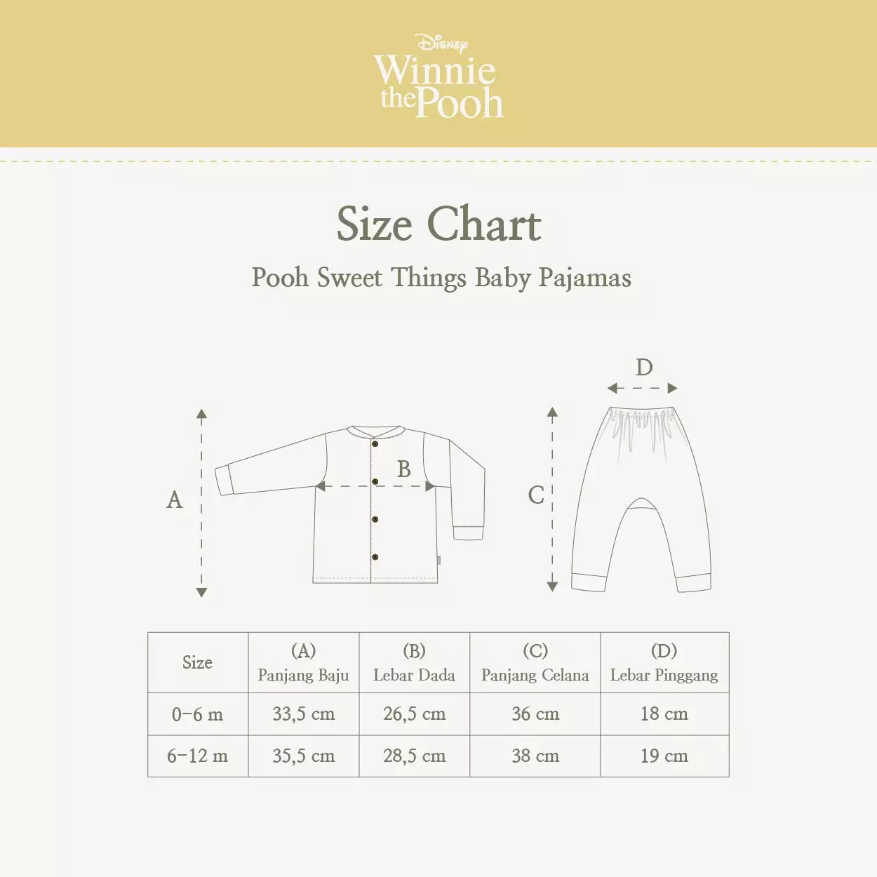 Little Palmerhaus - Disney Pooh Sweet Things Baby Pajamas (Piyama Bayi Lengan Panjang) Honey Pooh