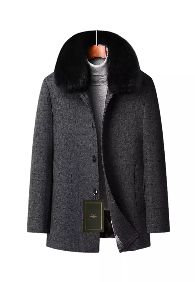 Fur cuff and cheap collar coat