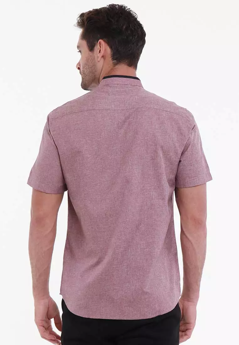 MAGINOT ALZAM MAROON Koko Slim Fit Lengan Pendek