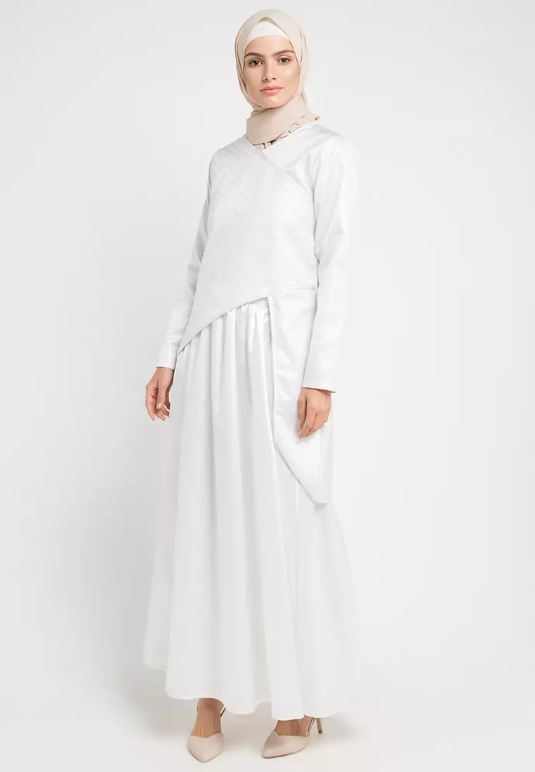 Ziva Assymetrical Blouse In Off White Glitter