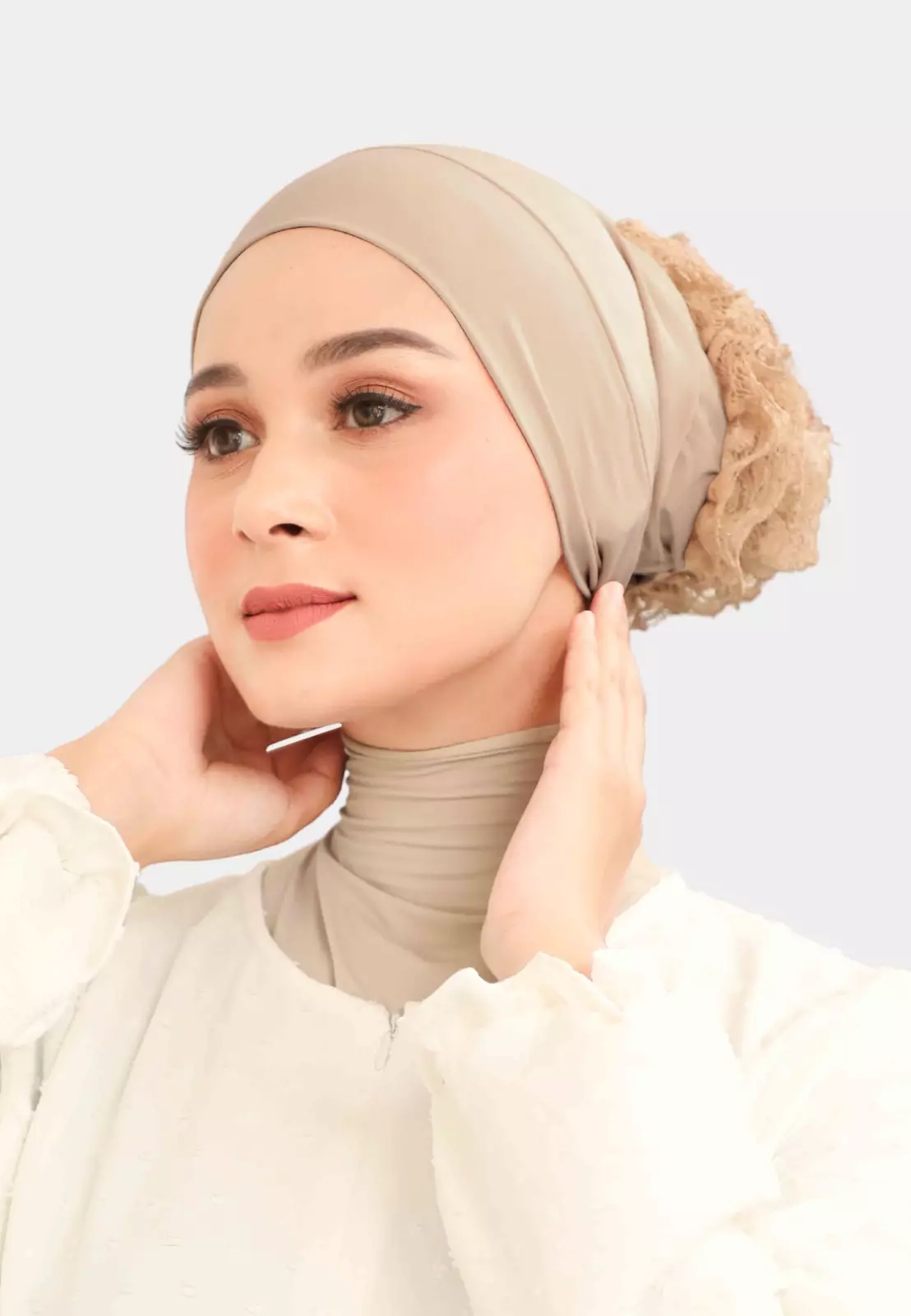 Ciput Hijab Brukat Inner Turkey Brocade - Tiramisu