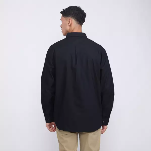 LARUSSO Kemeja Pria Oxford Relaxed Fit Lengan Panjang - Black