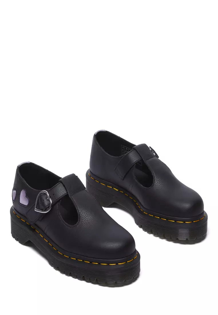 Polley Heart Virgina Satin Mary Jane Shoes Black - Women
