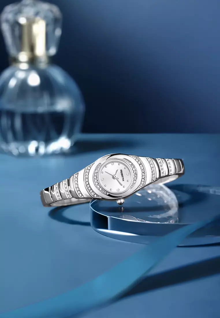 Jam Tangan Wanita Anti Air Original Mewah Elegan Tali Stainless Steel Jam Tangan Cewek silver