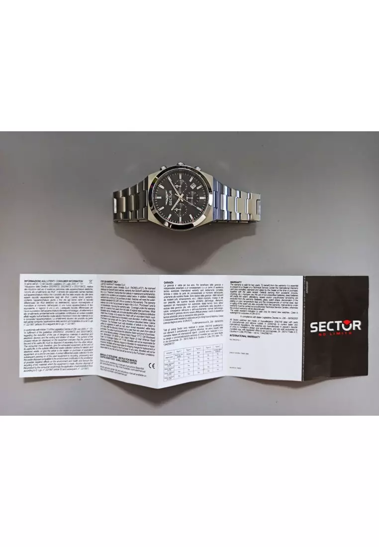 【2 Years Warranty】Sector C300 Black 42mm Men's Quartz Watch with Steel Strap R3273301001