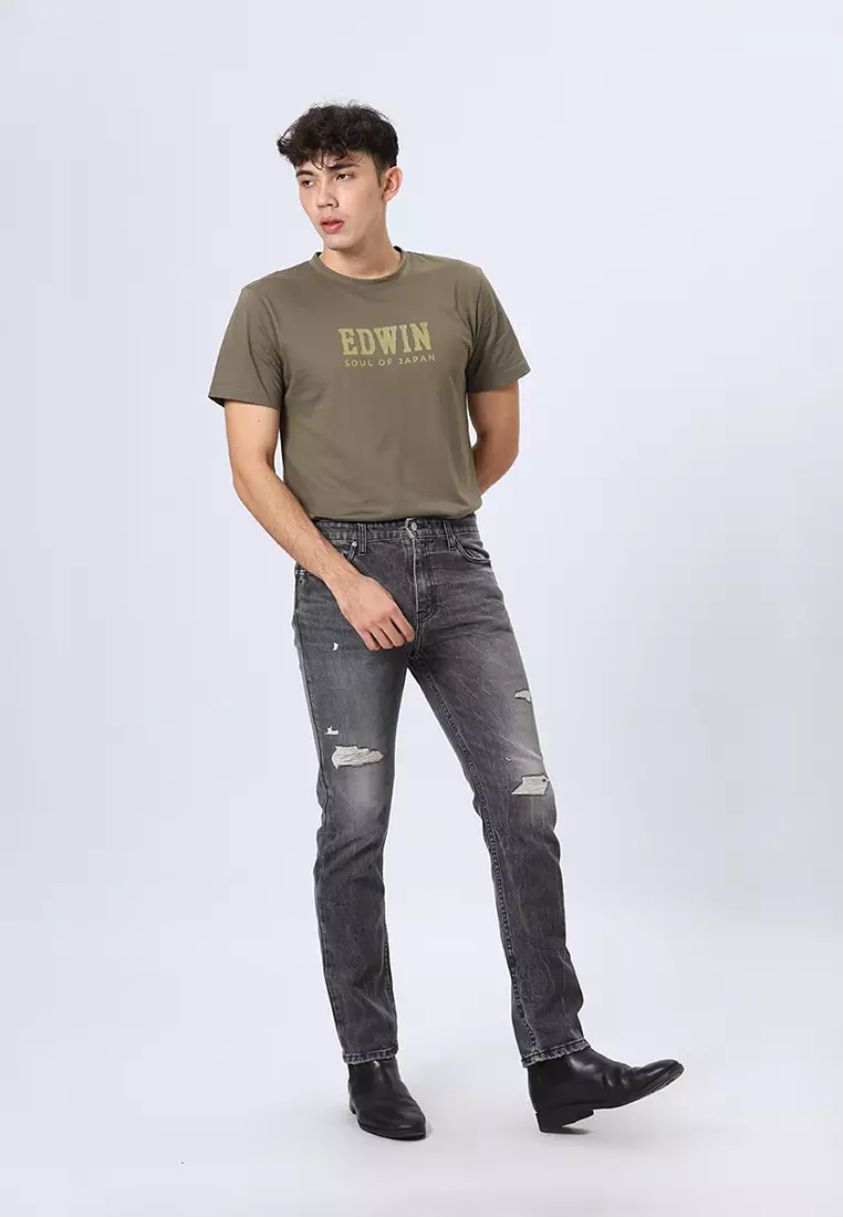 802 Slim Fit Handcrafted Jeans BLACK AGES DESTROY - Celana Panjang Denim Pria