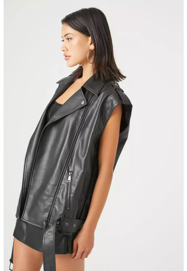 Buy FOREVER 21 Faux Leather Moto Vest 2024 Online ZALORA Philippines