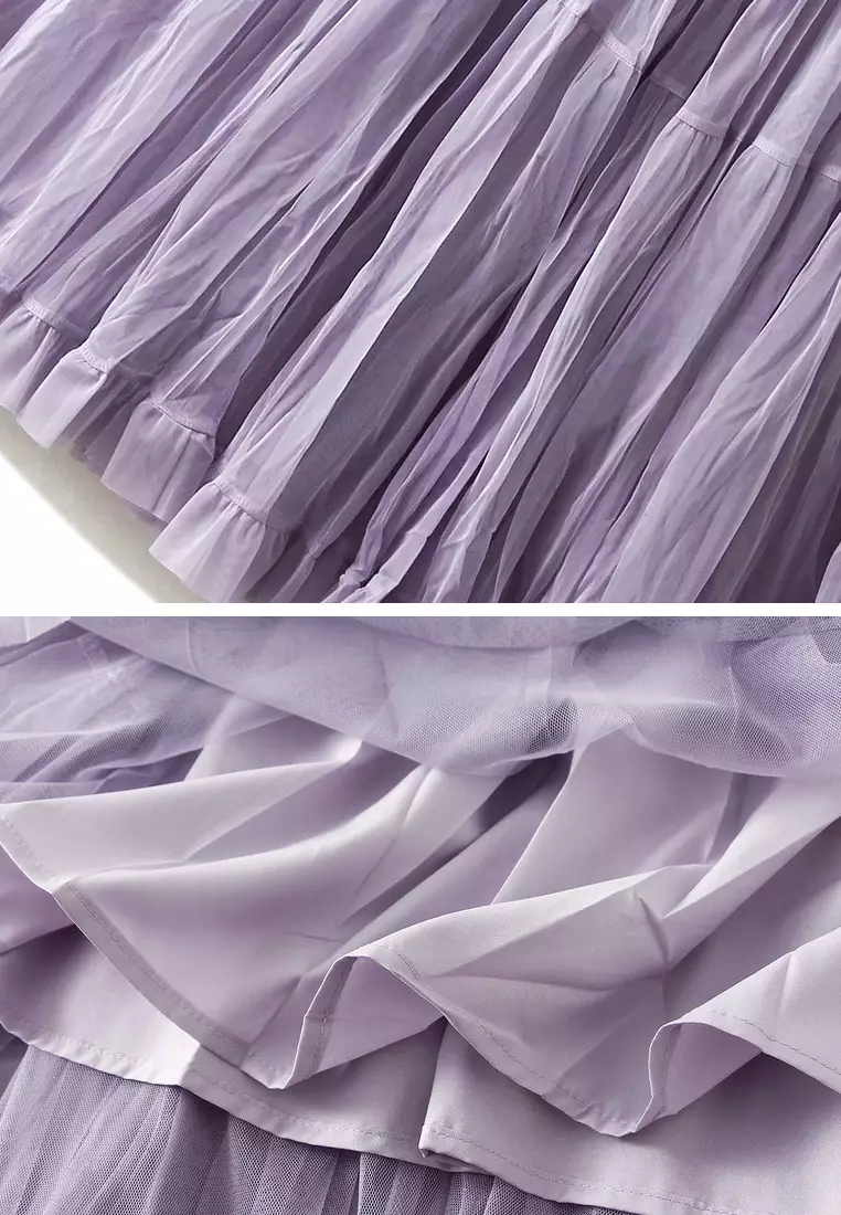 高腰褶皺網紗裙 AF0915