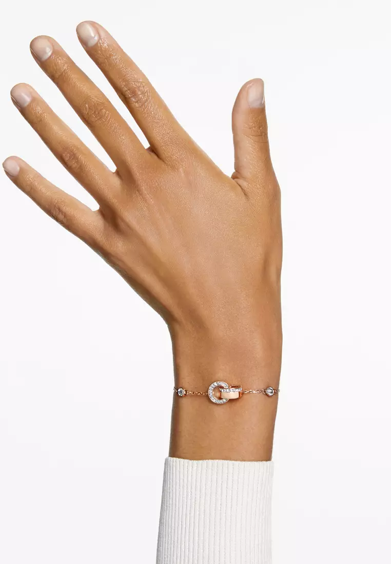 Buy Swarovski Dextera bracelet, Interlocking loop, White, Rose gold ...