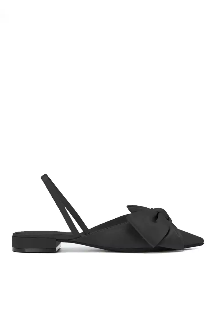 Discount on Twenty Eight Shoes  shoes - SKU: VANSA Silky Satin Bow Back Strap Low Heel Shoes VSW-F303