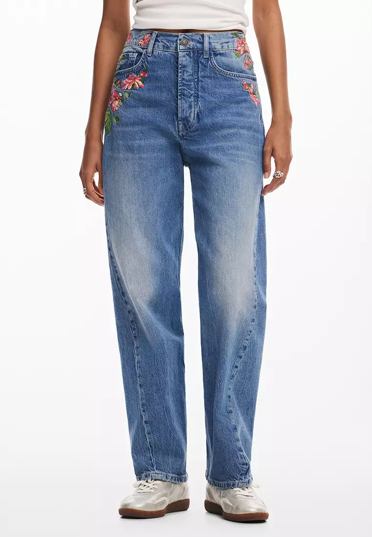 Desigual Green Cotton Jeans & Pants