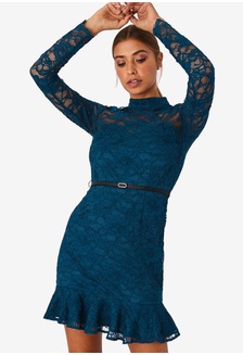 Buy Paper Dolls Coral Crochet Mini Shift Dress With Scallop Trim