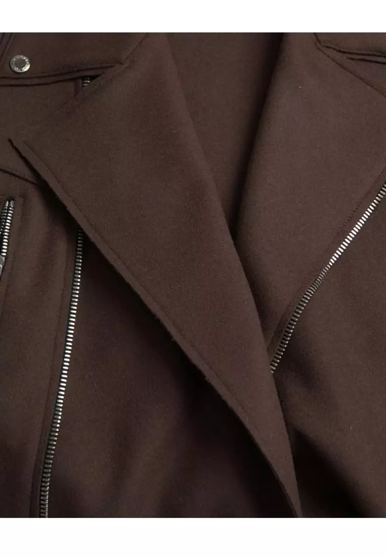 Dolce & Gabbana White Collared Full Zip Biker Coat Jacket