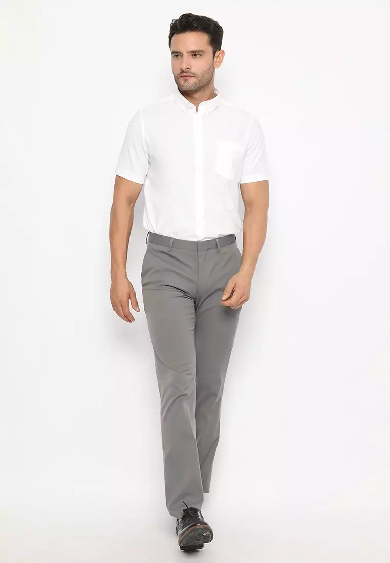 Jobb Bellmore-B Celana Panjang Pria Modern Slim Fit Light Grey 3