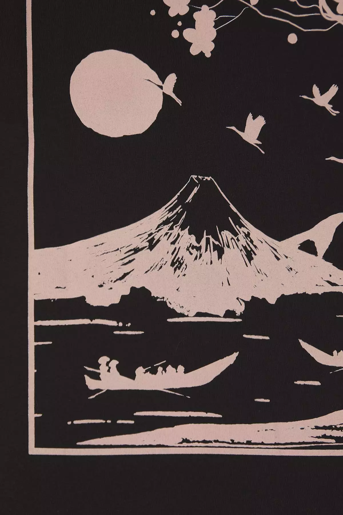 Black Slim/Fitted Japanese Wood Back Printed Cotton T-Shirt Tmnss25Ts00183