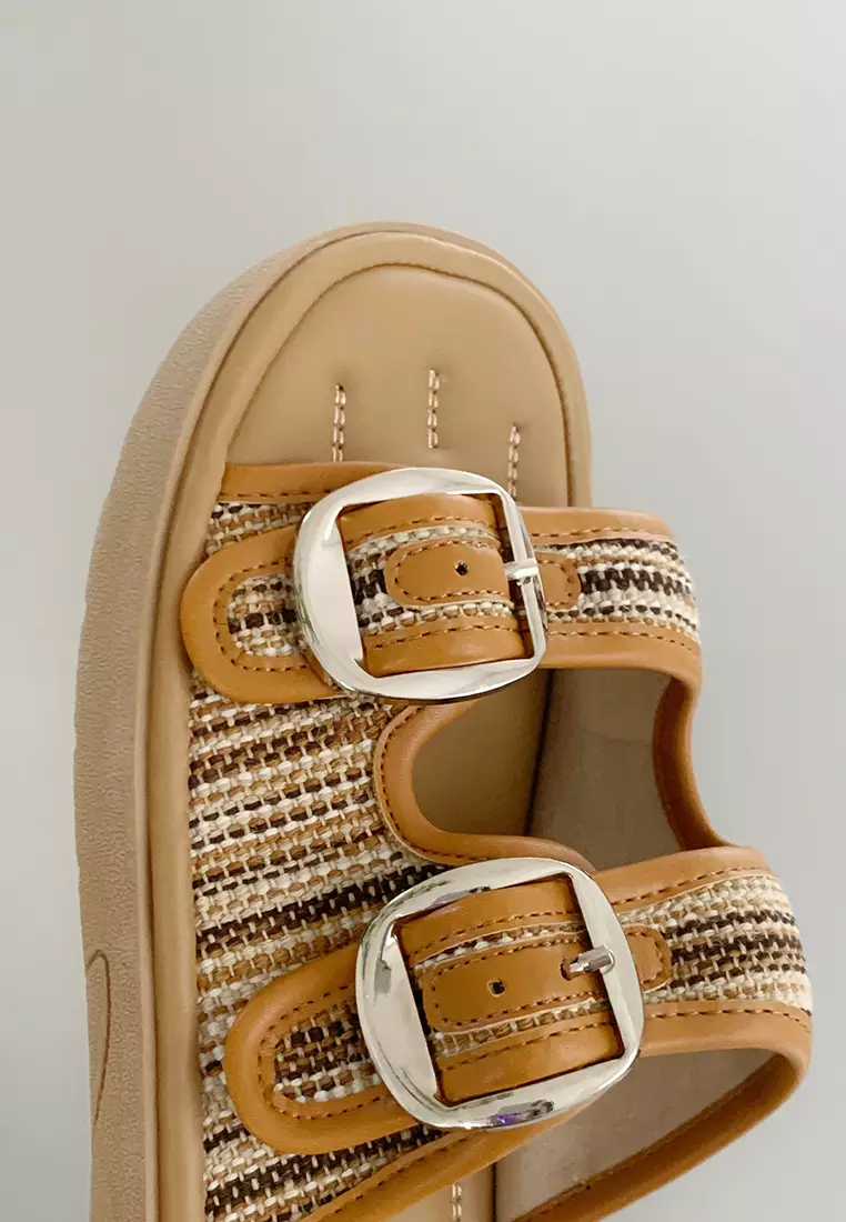 Double Strap Buckle Flat Sandals WW393-8