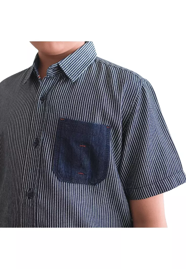 POLICE Kemeja Salur Cotton Anak Laki Laki