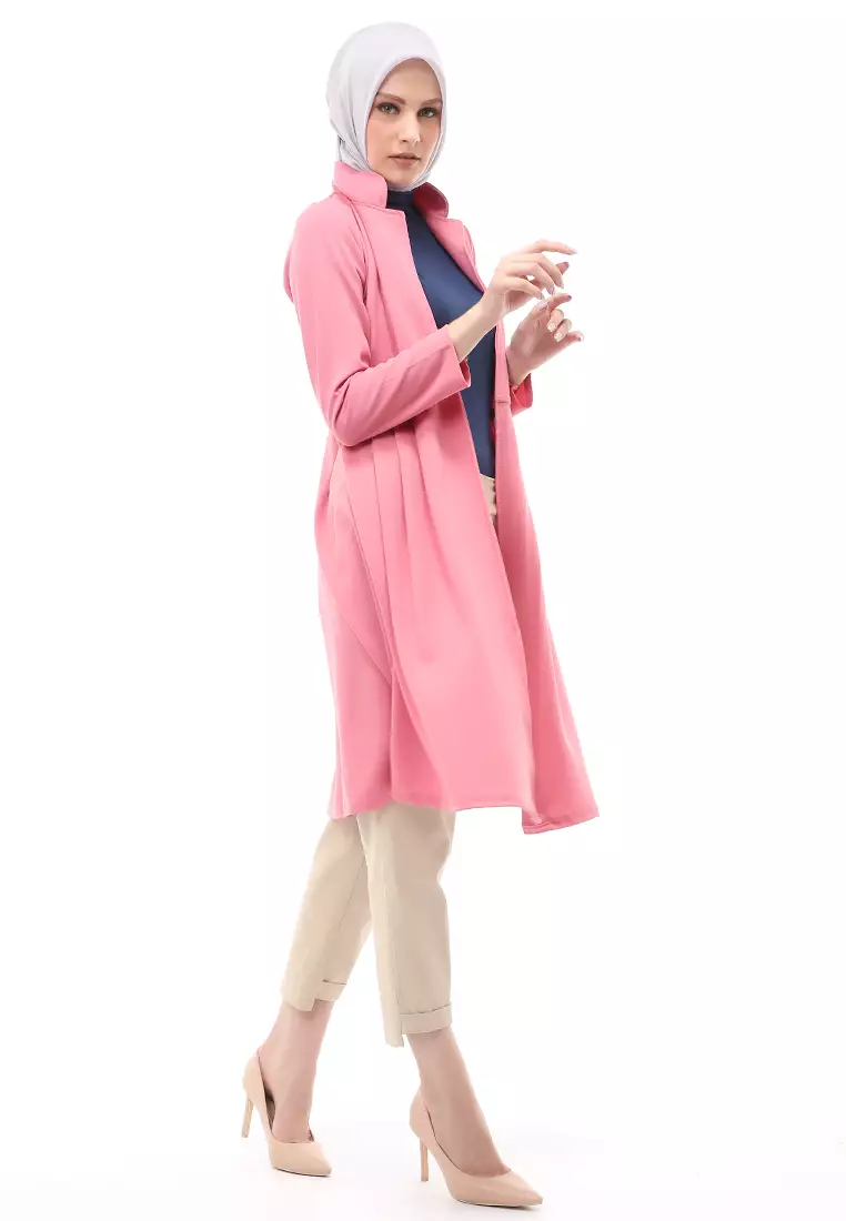Elena Cardigan Polos Muslimah Atasan Wanita Relaxed Fit - Pink
