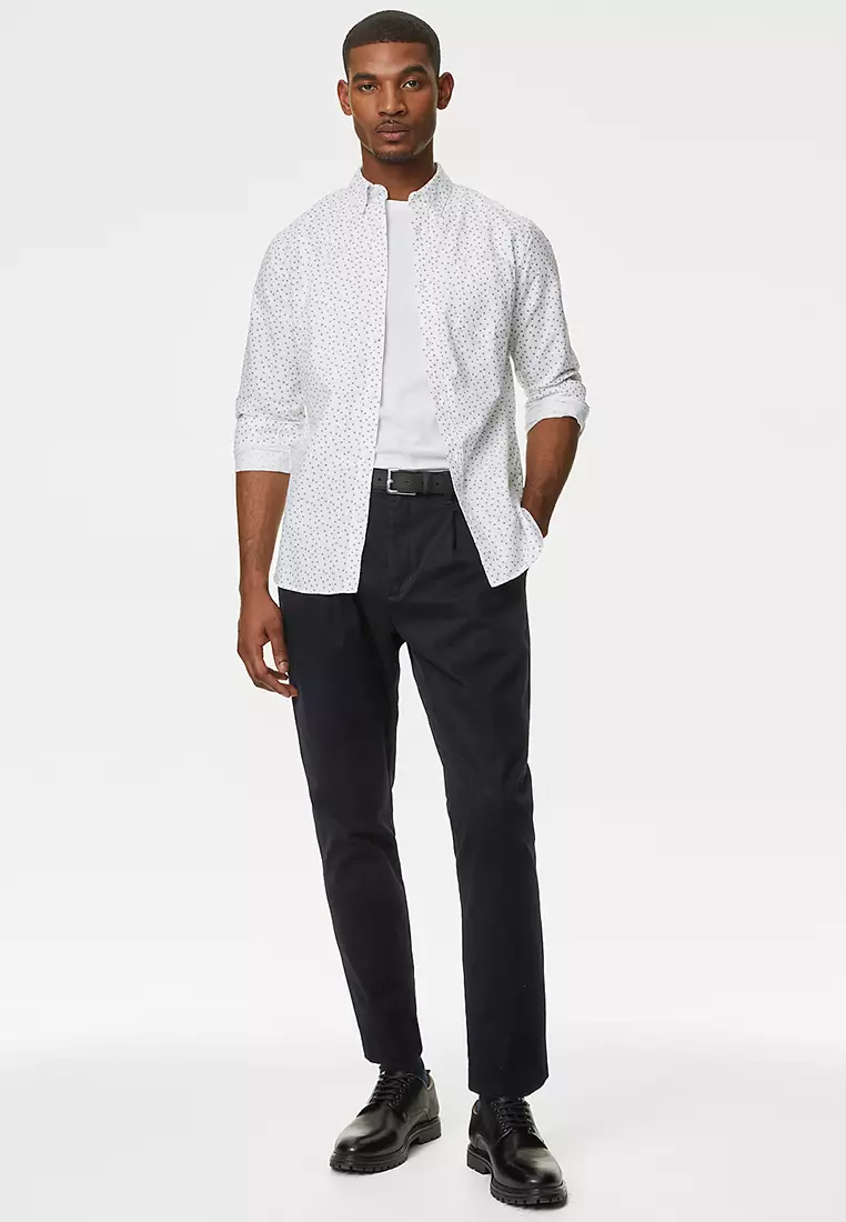 Easy Iron Pure Cotton Print Oxford Shirt